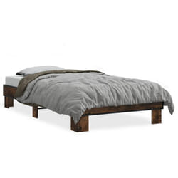 vidaXL Bed Frame Engineered Wood and Metal - smoked oak, 90 x 190 cm