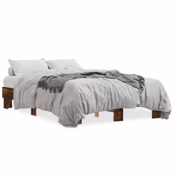 vidaXL Bed Frame Engineered Wood and Metal - smoked oak, 120 x 190 cm