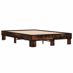 vidaXL Bed Frame Engineered Wood and Metal - smoked oak, 140 x 190 cm