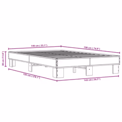 vidaXL Bed Frame Engineered Wood and Metal - smoked oak, 140 x 190 cm