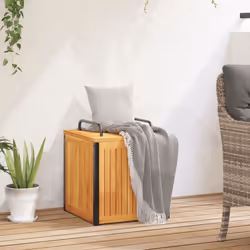 vidaXL Outdoor Cushion Box Garden Storage Box Tool Solid Wood Acacia and Steel - 45 x 45 x 45/53 cm - Additional view 2