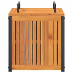 vidaXL Outdoor Cushion Box Garden Storage Box Tool Solid Wood Acacia and Steel - 45 x 45 x 45/53 cm - Additional view 4
