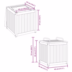 vidaXL Outdoor Cushion Box Garden Storage Box Tool Solid Wood Acacia and Steel - 45 x 45 x 45/53 cm - Additional view 9