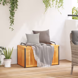 vidaXL Outdoor Cushion Box Garden Storage Box Tool Solid Wood Acacia and Steel - 85 x 45 x 45/53 cm