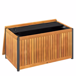 vidaXL Outdoor Cushion Box Garden Storage Box Tool Solid Wood Acacia and Steel - 85 x 45 x 45/53 cm - Additional view 7