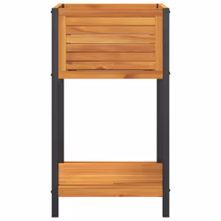 vidaXL Garden Planter with Shelf Outdoor Flower Pot Solid Wood Acacia & Steel - 45 x 45 x 80 cm - Additional view 4