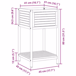 vidaXL Garden Planter with Shelf Outdoor Flower Pot Solid Wood Acacia & Steel - 45 x 45 x 80 cm - Additional view 8