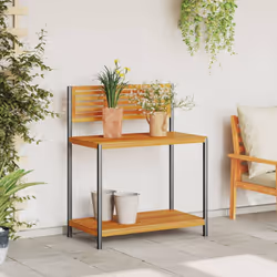 vidaXL Garden Work Table Potting Bench Plant Stand Solid Wood Acacia and Steel - Additional view 2