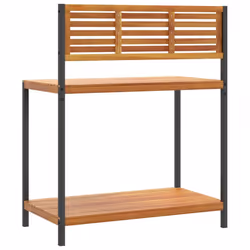 vidaXL Garden Work Table Potting Bench Plant Stand Solid Wood Acacia and Steel - Additional view 5