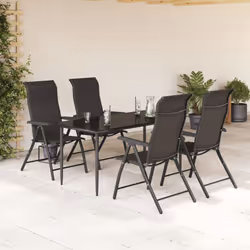 vidaXL Folding Garden Chairs Foldable Outdoor Chair Lounge Chair Poly Rattan - black, 4 pcs