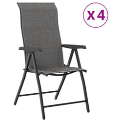 vidaXL Folding Garden Chairs Foldable Outdoor Chair Lounge Chair Poly Rattan - grey, 4 pcs