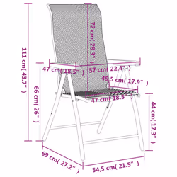 vidaXL Folding Garden Chairs Foldable Outdoor Chair Lounge Chair Poly Rattan - grey, 4 pcs