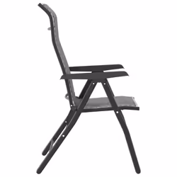 vidaXL Folding Garden Chairs Foldable Outdoor Chair Lounge Chair Poly Rattan - grey, 4 pcs - Additional view 6