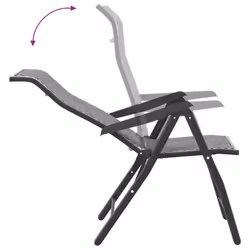 vidaXL Folding Garden Chairs Foldable Outdoor Chair Lounge Chair Poly Rattan - grey, 4 pcs - Additional view 8