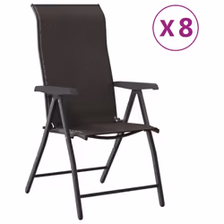 vidaXL Folding Garden Chairs Foldable Outdoor Chair Lounge Chair Poly Rattan - black, 8 pcs