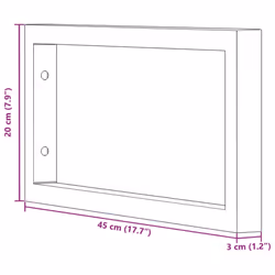 vidaXL Shelf Brackets for Washbasin Shelf Support Shelving Bracket 2 pcs Steel - black, 20 x 45 cm/ Rectangular