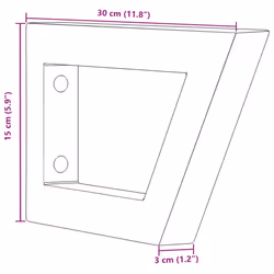 vidaXL Shelf Brackets for Washbasin Shelf Support Shelving Bracket 2 pcs Steel - black, 15 x 30 cm/ Trapezium