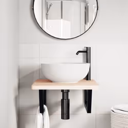 vidaXL Shelf Brackets for Washbasin Shelf Support Shelving Bracket 2 pcs Steel - black, 20 x 45 cm/ Trapezium