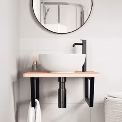 vidaXL Shelf Brackets for Washbasin Shelf Support Shelving Bracket 2 pcs Steel - black, 25 x 55 cm/ Trapezium