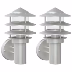 vidaXL Outdoor Wall Light with Sensor Porch Wall Lamp Silver Stainless Steel - silver, 2 pcs/ without sensor