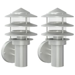 vidaXL Outdoor Wall Light with Sensor Porch Wall Lamp Silver Stainless Steel - silver, 2 pcs/ without sensor