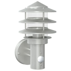vidaXL Outdoor Wall Light with Sensor Porch Wall Lamp Silver Stainless Steel - silver, 1 pcs/ with sensor