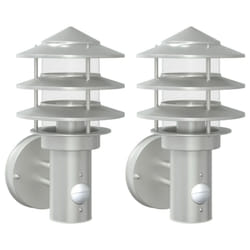 vidaXL Outdoor Wall Light with Sensor Porch Wall Lamp Silver Stainless Steel - silver, 2 pcs/ with sensor