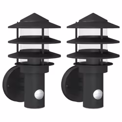 vidaXL Outdoor Wall Light with Sensor Porch Wall Lamp Silver Stainless Steel - black, 2 pcs/ with sensor
