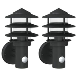 vidaXL Outdoor Wall Light with Sensor Porch Wall Lamp Silver Stainless Steel - black, 2 pcs/ with sensor