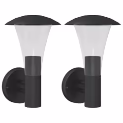 vidaXL Outdoor Wall Lights with Sensors Wall Lamp 2 pcs Silver Stainless Steel - black, 2 pcs/without sensor