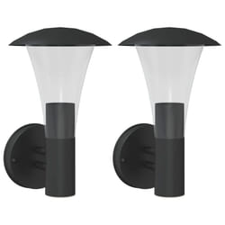 vidaXL Outdoor Wall Lights with Sensors Wall Lamp 2 pcs Silver Stainless Steel - black, 2 pcs/without sensor