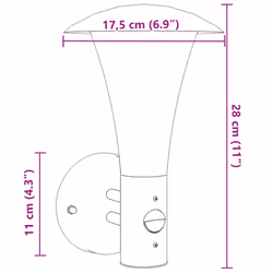 vidaXL Outdoor Wall Lights with Sensors Wall Lamp 2 pcs Silver Stainless Steel - black, 2 pcs/with sensor - Additional view 6