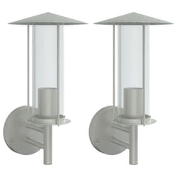 vidaXL Outdoor Wall Lights Wall Lamps Garden Wall Lantern Stainless Steel - silver, 2 pcs