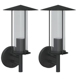 vidaXL Outdoor Wall Lights Wall Lamps Garden Wall Lantern Stainless Steel - black, 2 pcs