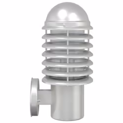 vidaXL Outdoor Wall Lights with Sensors Wall Lamp 2 pcs Silver Stainless Steel - silver, 1 pcs/without sensor - Additional view 4