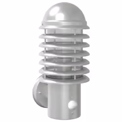 vidaXL Outdoor Wall Lights with Sensors Wall Lamp 2 pcs Silver Stainless Steel - silver, 1 pcs/with sensor