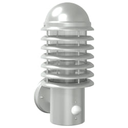 vidaXL Outdoor Wall Lights with Sensors Wall Lamp 2 pcs Silver Stainless Steel - silver, 1 pcs/with sensor