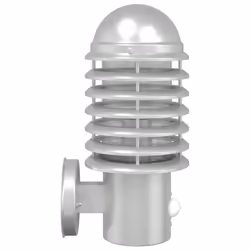vidaXL Outdoor Wall Lights with Sensors Wall Lamp 2 pcs Silver Stainless Steel - silver, 1 pcs/with sensor - Additional view 4
