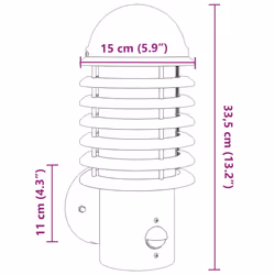 vidaXL Outdoor Wall Lights with Sensors Wall Lamp 2 pcs Silver Stainless Steel - silver, 2 pcs/with sensor