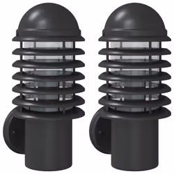 vidaXL Outdoor Wall Lights with Sensors Wall Lamp 2 pcs Silver Stainless Steel - black, 2 pcs/without sensor