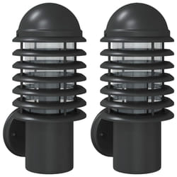 vidaXL Outdoor Wall Lights with Sensors Wall Lamp 2 pcs Silver Stainless Steel - black, 2 pcs/without sensor