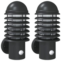 vidaXL Outdoor Wall Lights with Sensors Wall Lamp 2 pcs Silver Stainless Steel - black, 2 pcs/with sensor