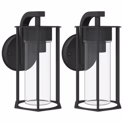 vidaXL Outdoor Wall Lights Wall Lamps Patio Wall Lantern Black Stainless Steel - 2 pcs