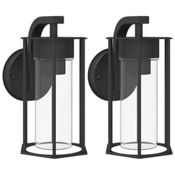 vidaXL Outdoor Wall Lights Wall Lamps Patio Wall Lantern Black Stainless Steel - 2 pcs