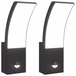 vidaXL Outdoor LED Wall Light with Sensor Wall Lamp White Die-cast Aluminium - black, 2 pcs/with sensor
