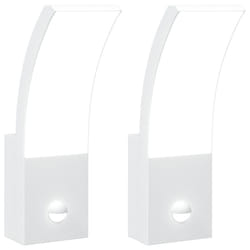 vidaXL Outdoor LED Wall Light with Sensor Wall Lamp White Die-cast Aluminium - white, 2 pcs/with sensor