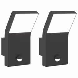 vidaXL Outdoor LED Wall Lights Wall Lamps Wall Lantern Die-cast Aluminium - black, 2 pcs/with sensor