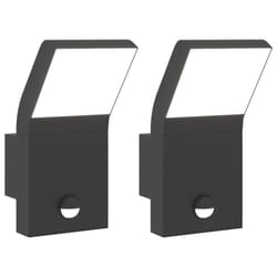 vidaXL Outdoor LED Wall Lights Wall Lamps Wall Lantern Die-cast Aluminium - black, 2 pcs/with sensor