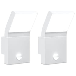 vidaXL Outdoor LED Wall Lights Wall Lamps Wall Lantern Die-cast Aluminium - white, 2 pcs/with sensor