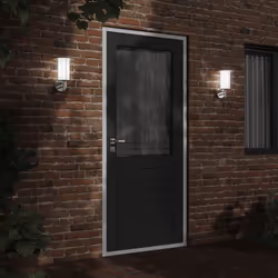 vidaXL Outdoor Wall Lights with Sensors Wall Lamp 2 pcs Black Stainless Steel - silver, 1 pcs/ without sensor - Additional view 2